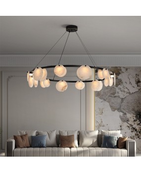 Natural marble living room pendant light, modern minimalist bedroom dining room model room, designer's luxurious Nordic hall lighting fixtures