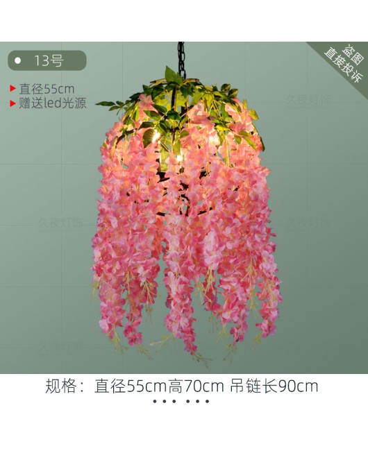 Industrial style retro walnut music restaurant bar plant flower pendant light creative green plant circular art pendant light