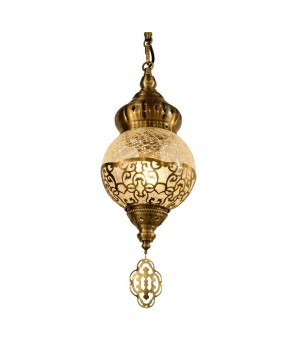 Exotic ethnic style Middle Eastern retro coffee shop Xinjiang specialty restaurant handmade cracked glass hollow carved pendant light