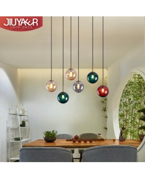 American loft retro color water patterned glass pendant light, Nordic personality coffee shop bar restaurant bar counter lighting