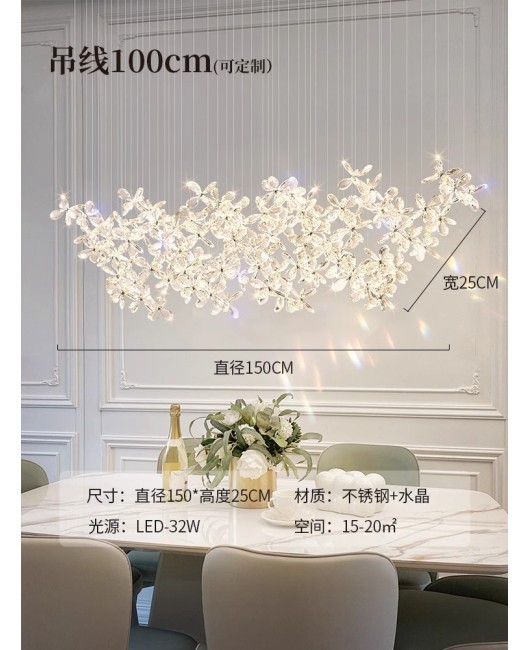 Crystal Flower Restaurant Pendant Light Luxury Italian Designer Advanced Stereoscopic Art Premium Bar Island Desk Lamp