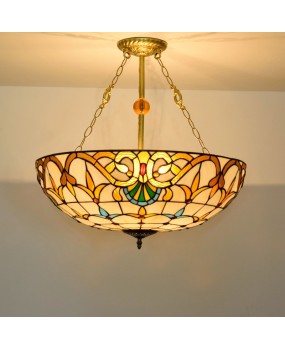 60CM European Tiffany Baroque Bar Lighting, European Colored Glass Living Room Dining Room Bedroom Pendant