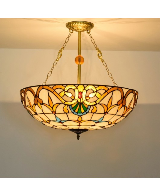 60CM European Tiffany Baroque Bar Lighting, European Colored Glass Living Room Dining Room Bedroom Pendant