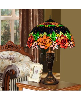 40CM European style Tiffany retro American countryside bar, club, living room, bedroom, bedside table lamp, rose lamp