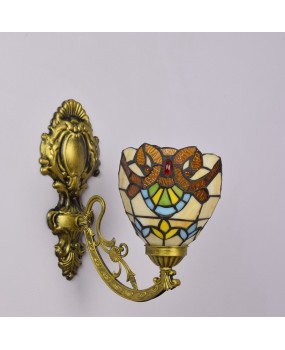 Colored glass retro mirror headlights, Euro Tiffany bedside wall lights, aisle Baroque single head glass wall lights