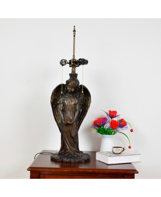 American rustic retro European Tiffany colored glass art decoration dining room bedroom large angel desk lamp