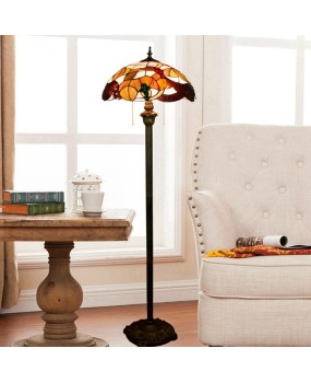 Europa Tiffany 40CM Retro Countryside Creative Colored Glass Grape Art Living Room Dining Room Floor Lamp Zipper