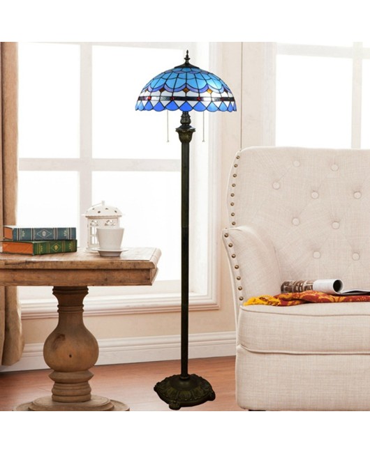 Europa Tiffany 40CM Modern Mediterranean Blue Living Room Dining Room Bedroom Bedhead Floor Lamp Colorful Glass Lamp