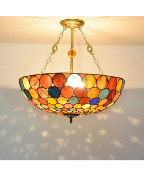 60CM Bohemian retro creative Euro Tiffany colored glass living room dining room bedroom pendant light