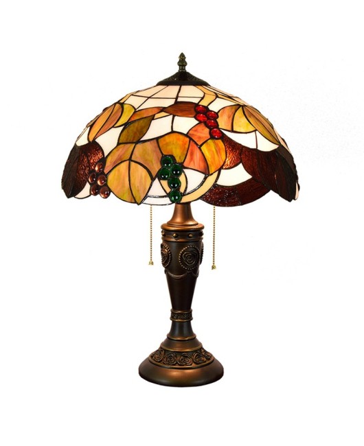 40CM Euro Tiffany Colored Glass Living Room Dining Room Bedroom Bedhead Desk Lamp American Grape Art Lamp