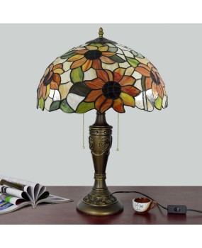 40CM Creative Europa Tiffany Colored Glass Living Room Dining Room Bedhead Desk Lamp American Sunflower Zipper Lighting