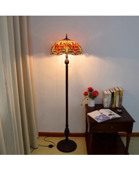 40CM European Tiffany Living Room Dining Room Floor Lamp American Decorative Colored Glass Red Dragonfly Bar Light
