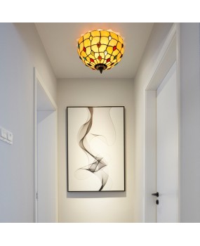 30CM Europa Tiffany Vintage Colored Bead Restaurant Foyer Corridor Bathroom Glass Ceiling Light