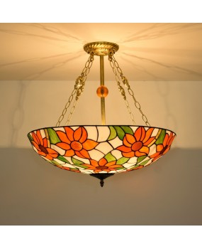 60CM rural sunflowers, European style Tiffany colored glass living room, dining room, bedroom, bar, pendant light