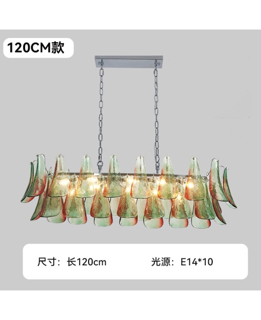 French Murano Restaurant Designer's Mura Restaurant Green Petals Handmade Glass Vintage Villa Pendant Light