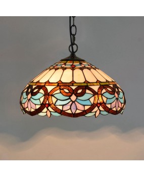Europa Tiffany Colored Glass Restaurant Pendant Mediterranean Blue Love 40CM Glass Living Room Light Fixture