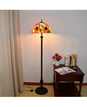 40CM European style Tiffany restaurant floor lamp, bar style countryside classic sunflower retro glass lamp