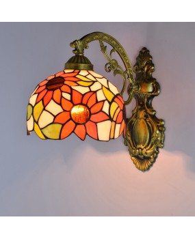 Europa Tiffany Colored Glass Retro Mirror Front Light Field Bedhead Wall Light Corridor Sunflower Single Head Glass Wall Light