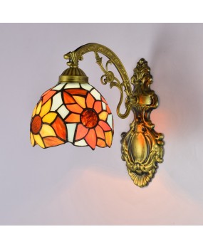 Europa Tiffany Colored Glass Mirror Front Light American Countryside Bedhead Passage Sunflower Bar Glass Wall Light