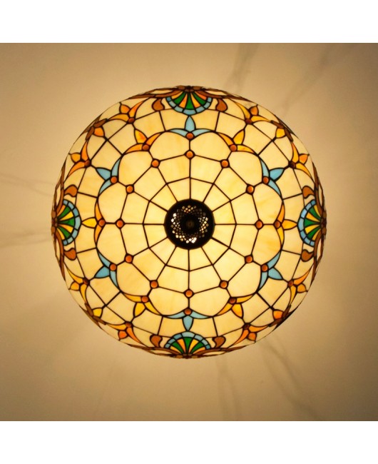 60CM European Tiffany Baroque Bar Lighting, European Colored Glass Living Room Dining Room Bedroom Pendant