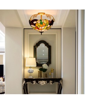 40CM Oucong Tiffany Countryside Grape Creative Colored Glass Restaurant Bedroom Corridor Glass Ceiling Light