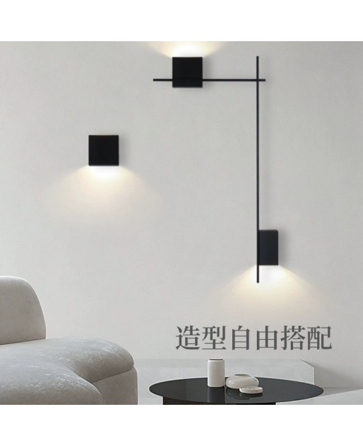 New Nordic minimalist designer living room sofa background wall light strip combination wall light staircase corridor wall light