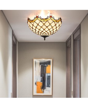 40CM Europa Tiffany minimalist Mediterranean colored glass restaurant hallway bathroom glass ceiling light