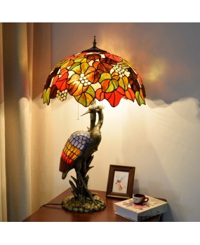 Europa Tiffany Vintage Colored Glass Guest Restaurant Hotel Decoration Large Desk Lamp Celebrating Grape Crane Art Lamp