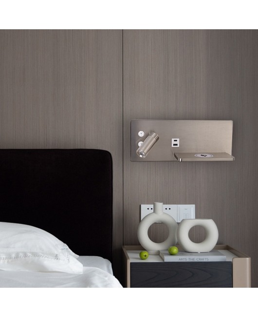 Cross border minimalist hotel rooms, wall lights, bedrooms, headboards, creative Nordic USB wireless charging, homestay reading spotlights