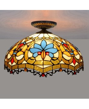 40CM European Tiffany Colored Glass Restaurant Bedroom Corridor Bathroom Glass Ceiling Light