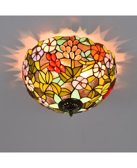 40CM Euro Tiffany American Grape colored Glass Restaurant Bedroom Corridor Bathroom Glass Ceiling Light
