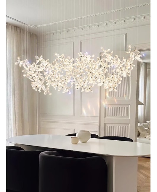 Crystal Flower Restaurant Pendant Light Luxury Italian Designer Advanced Stereoscopic Art Premium Bar Island Desk Lamp