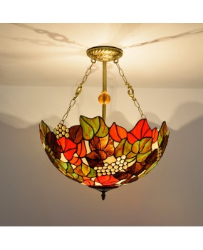 50cm European style Tiffany countryside vintage grape vintage European style Tiffany colored glass restaurant bedroom pendant light