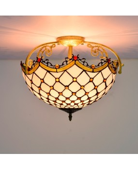 40CM Europa Tiffany minimalist Mediterranean white colored glass restaurant corridor glass ceiling light