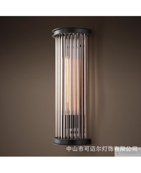 American style minimalist retro semi-circular glass rod corridor staircase bedroom living room personalized bedside wall lamp mirror headlight