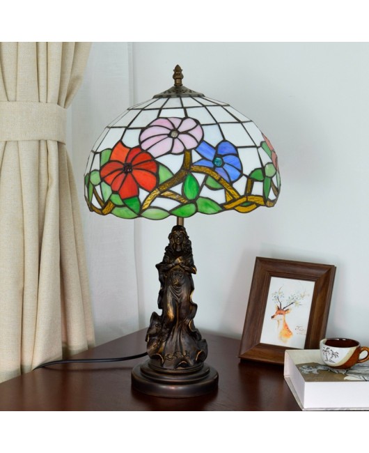 Europa Tiffany Morning Glory Celebration Living Room Dining Room Bedroom Bedside Table Lamp Bar Decoration Glass Beauty Lamp