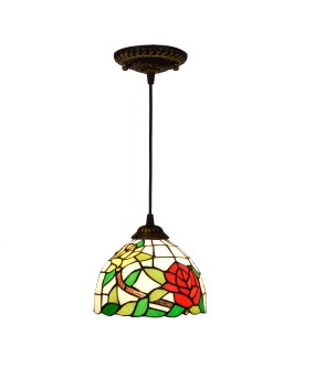 20CM Europa Tiffany Colored Glass Living Room Dining Room Bar Terrace Art Double Color Rose Pendant Light
