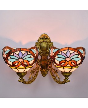 Europa Tiffany Corridor Double Headed Wall Lamp American Creative Baroque Colored Glass Living Room Dining Room Glass Lamp