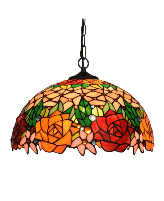 American retro countryside, European style, Tiffany colored glass, gorgeous roses, 40CM bar restaurant, glass lighting fixtures