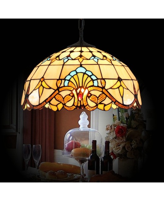 20 inch 50cm European style Tiffany retro creative colored glass Baroque restaurant art pendant light glass lamp