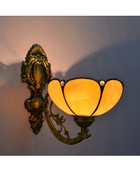Europa Tiffany Colored Glass Retro Mirror Front Light Simple Bedhead Corridor Sunflower Single Head Glass Wall Light