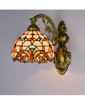 Europa Tiffany Colored Glass Retro Mirror Front Light Baroque Bedhead Corridor Sunflower Single Head Glass Wall Light