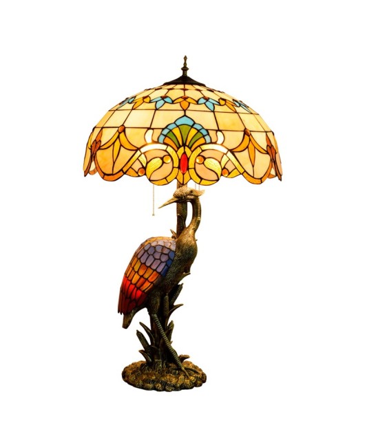 Europa Tiffany Vintage Baroque Colored Glass Living Room Dining Room Hotel Decoration Large Desk Lamp Crane Art