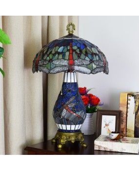 Europa Tiffany Nordic Creative Mediterranean Colored Glass Living Room Dining Room Bedroom Bar Dragonfly Mother Desk Lamp