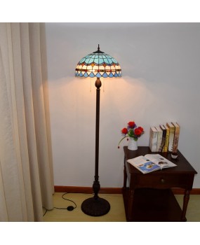 40CM Euro Tiffany Restaurant Floor Lamp Bar Mediterranean Colored Glass Study Bedroom Lamp