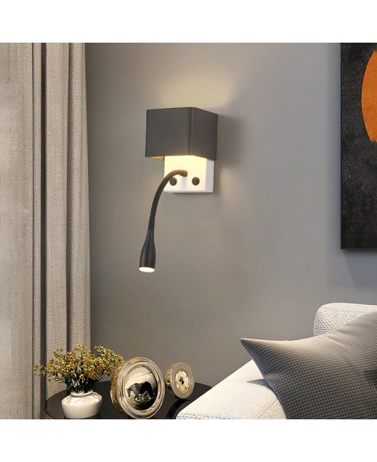 Cross border spot bedside reading lamp, bedroom with switch wall lamp, creative minimalist hotel eye protection hose wall lamp
