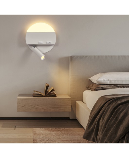 Modern minimalist circular LED lighting for study rooms, bedrooms, bedside reading, wall lights, creative corridors, background wall lights, wholesale