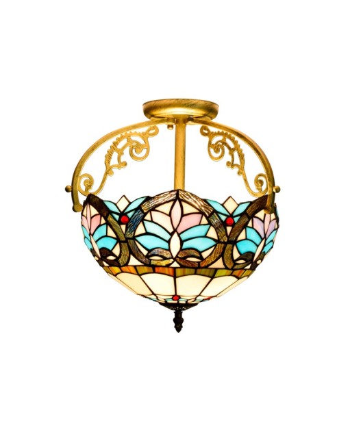 30CM Europa Tiffany Retro Mediterranean Love Colored Glass Restaurant Bedroom Corridor Glass Ceiling Light