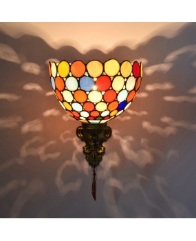 Bohemian colored glass mirror headlights, European Tiffany countryside crystal bedside wall lights, corridor balcony wall lights