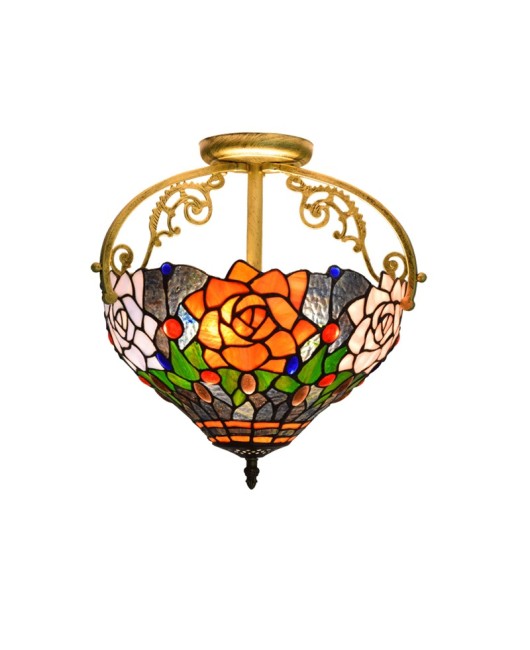 30CM European style Tiffany countryside rose colored glass restaurant bedroom hallway bathroom glass ceiling light